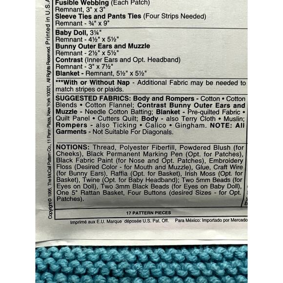 McCalls 757- Sewing pattern country bears in bunny suits 1980s - Picture 4 of 6